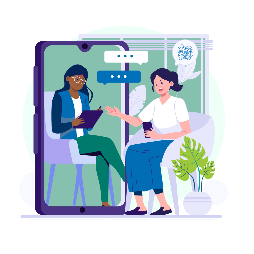 A psychiatric nurse practitioner doing a virtual session